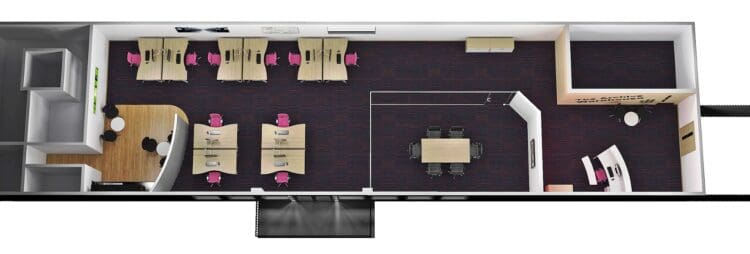 Birds Eye View 3D Office Design for Archive Warehouse