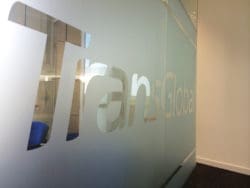 Transglobal Company Logo Office Glass Manifestation and Refurbishment