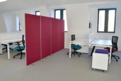 bright workspace design with department screen dividers designed by refurbishment company Rap Interiors