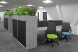 Office plants and marble desks installed in a London office