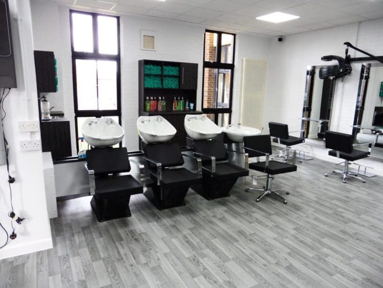 An academy beauty salon designed and installed by fit out company Rap Interiors