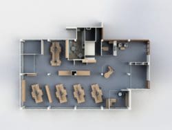 Birds Eye View of a 3D Office Design — Render by Rap Interiors