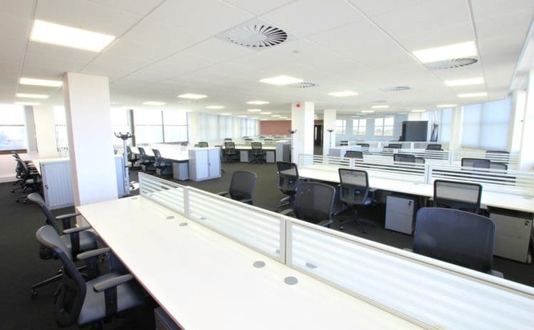 a white and grey coloured corporate office