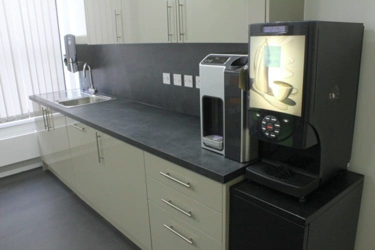 an office breakout area with a kitchen unit and tea point