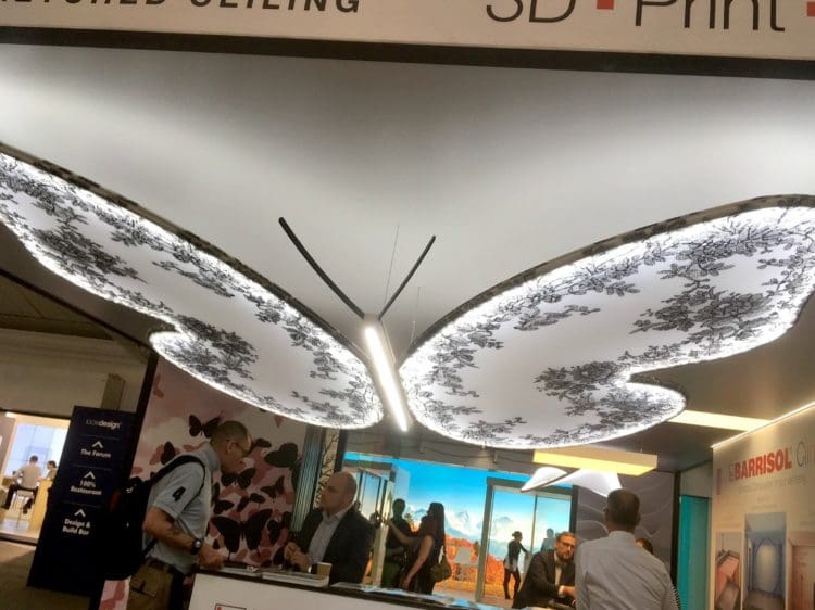 butterfly light with acoustic wings on show for interior fit out contractors
