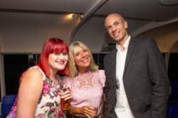 members of the rap interiors team posing for a photograph on board the kentish lady boat