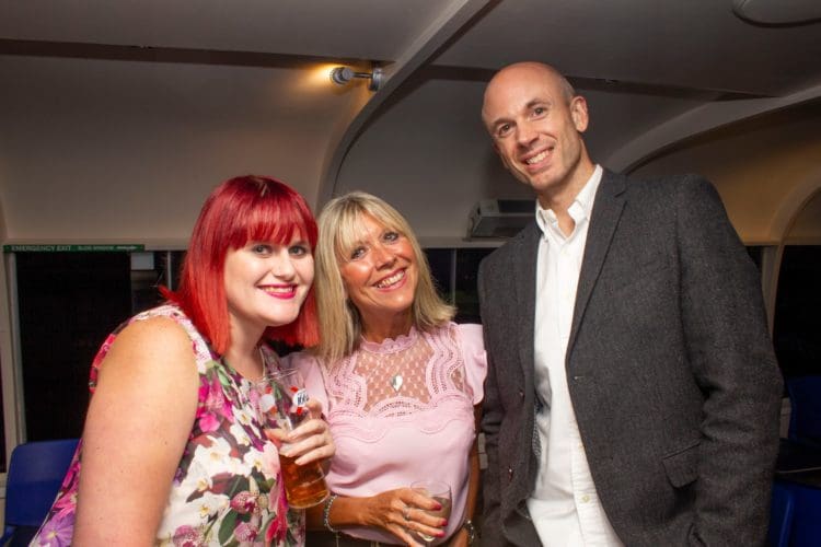 members of the rap interiors team posing for a photograph on board the kentish lady boat