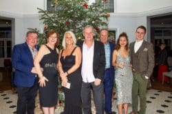 Guests enjoying themselves at an office Christmas party
