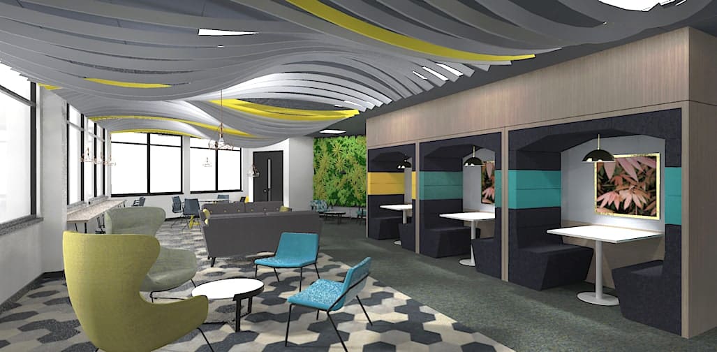 3D design of a co-working refurbishment by London company Rap Interiors