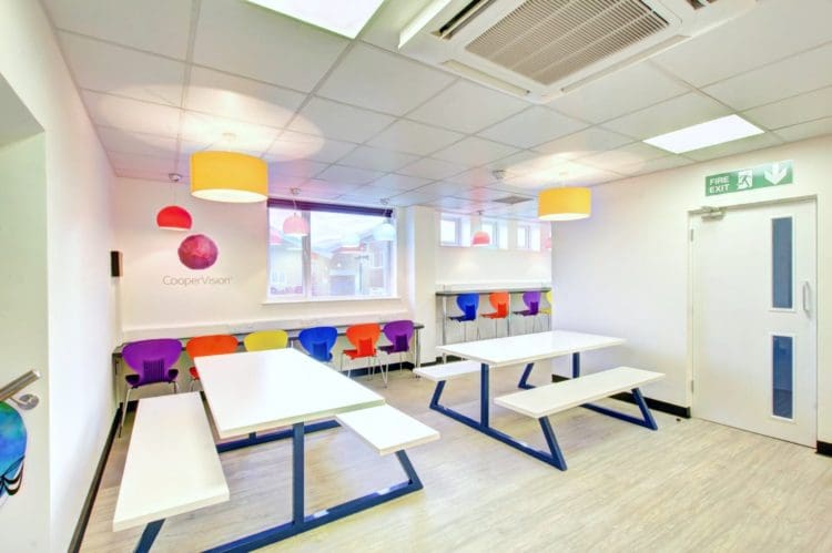CooperVision Ashford: Warehouse Breakout Area Designed by Rap Interiors