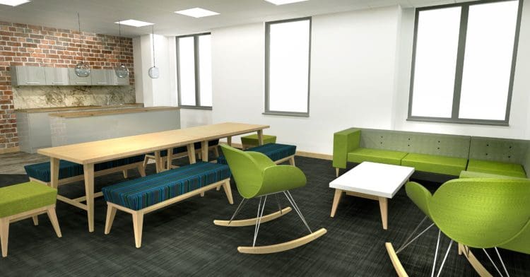 3D impression of an office design for EPG Health Media in Kent by Rap Interiors