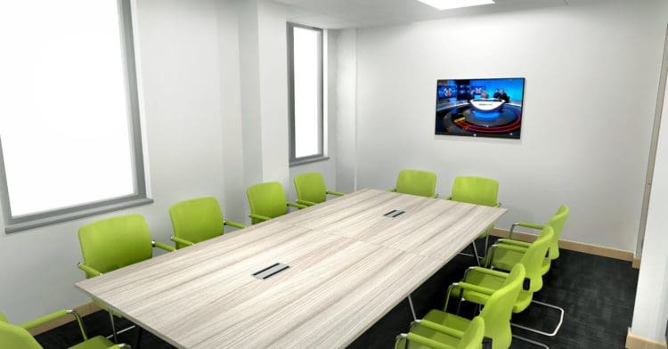 3D render of an office meeting room by Kent interior designers Rap Interiors