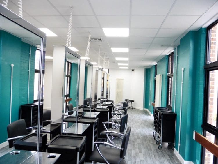 Bright Salon Interiors at East Kent College in Dover Installed by Fit Out Contractor Rap Interiors