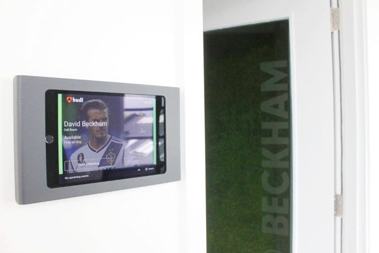 David Beckham room at Hudl with electric booking system
