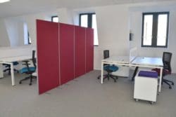 Makeshift Department Divider Office-Screen in an Open Plan Workspace