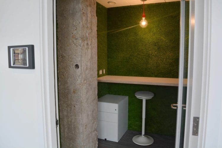 Office Meeting Room with Astro Turf Walls at Hudl London