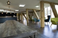 Office dining furniture for a sustainable breakout space