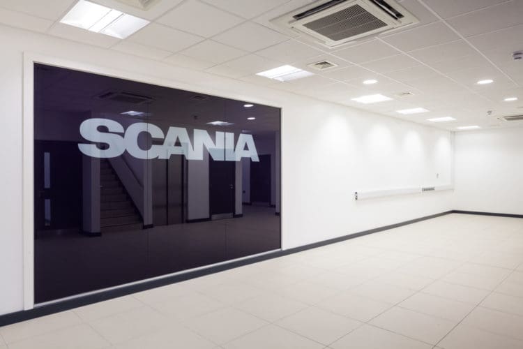 Scania Warehouse Interiors in Kent with Company Signage