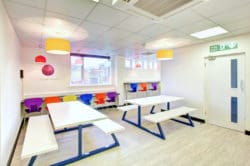 a breakout area with a breakfast bar created bar office interior designers rap interiors
