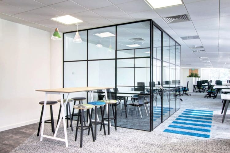 a crittall glass meeting room at riverbridge house offices in dartford
