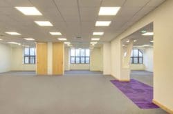 An Empty Office Space with LED Lights Following a Dilapidation in Kent