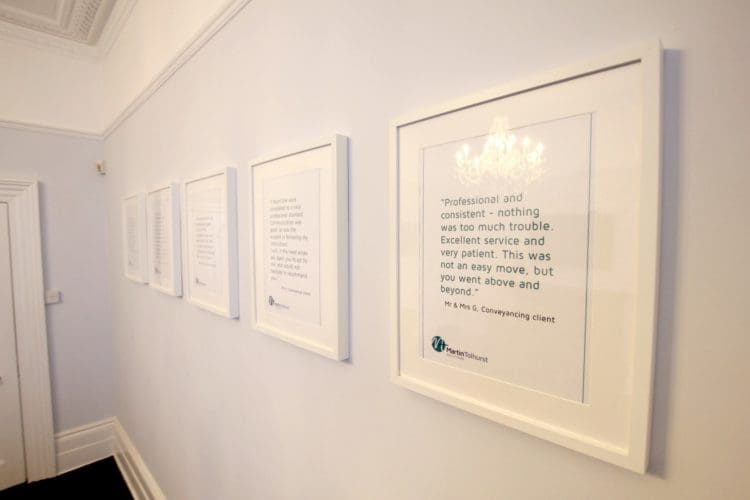 Framed Images of Client Feedback for a Budget Office Interior Design Idea