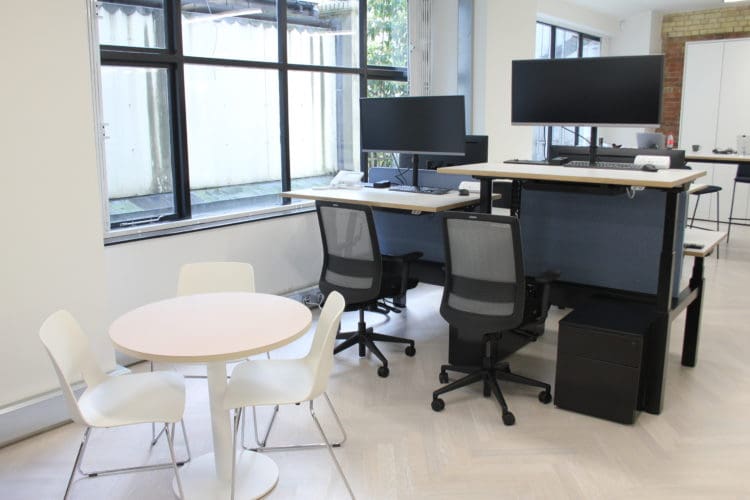 height adjustable desks on display at clerkenwell design week 2019 in london
