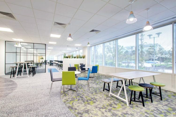 modern commercial office breakout area design with frovi dining furniture