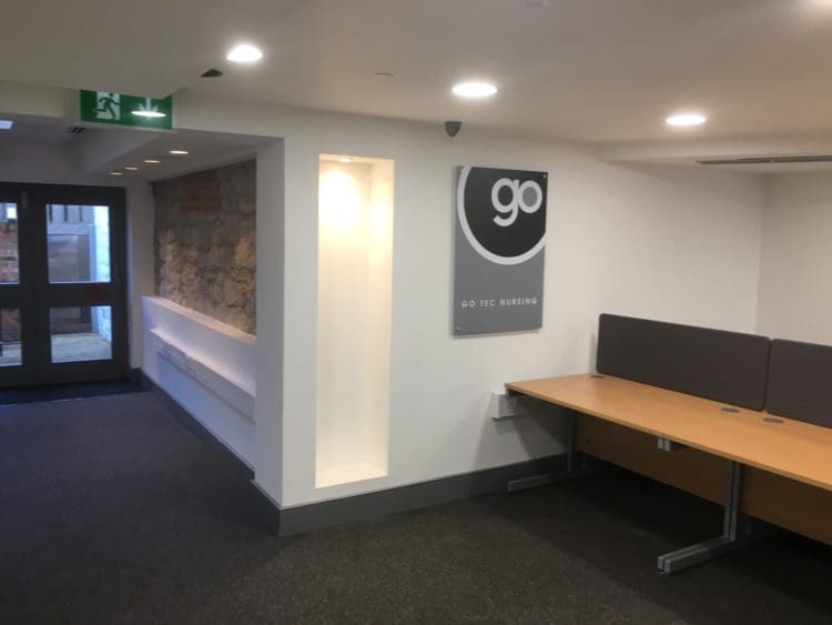 Office Refurbishment in Kent with Client Wall Signage and Desks