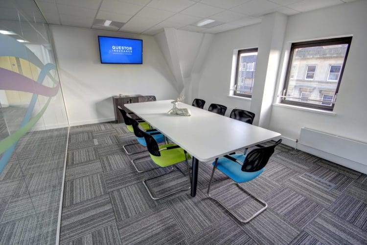 Questor Insurance in Kent: Office meeting room design and fit out