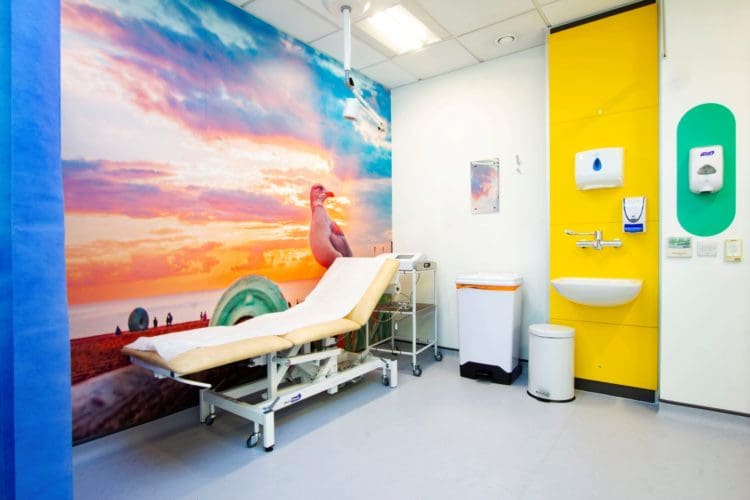 GP practice healthcare refurbishment with a Brighton themed feature wall