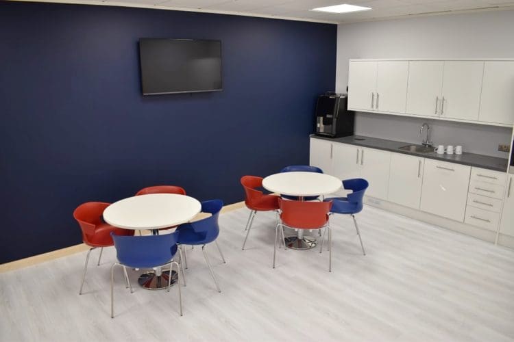 Bright office kitchen design and fit out by Rap Interiors