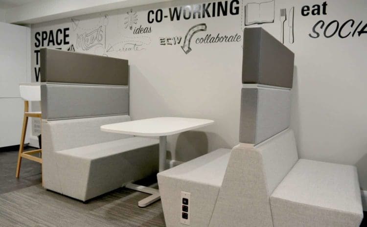 Acoustic furniture for co working space with integrated power