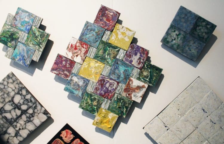Recycled plastic material made into solid decorations