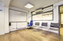 Modern classroom design with electric whiteboard refurbished by Rap Interiors