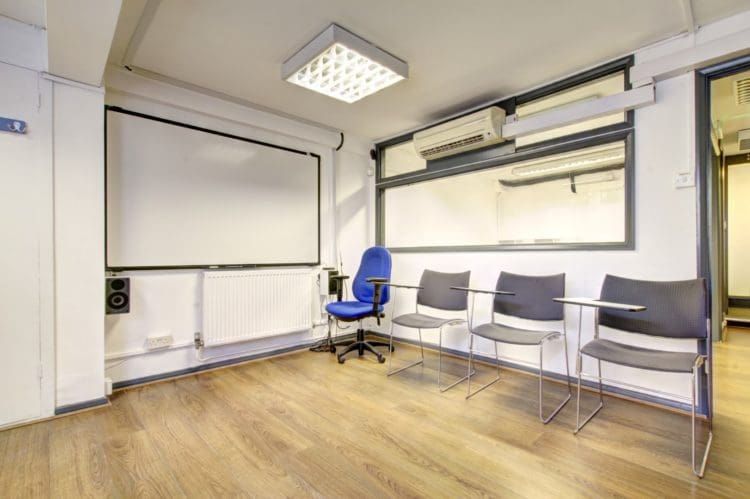 Modern classroom design with electric whiteboard refurbished by Rap Interiors