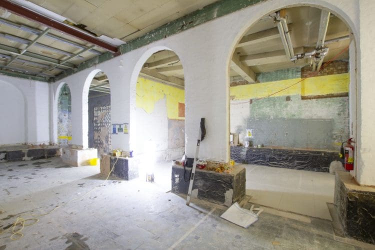 the maidstone distillery being fitted out at the corn exchange market building in maidstone