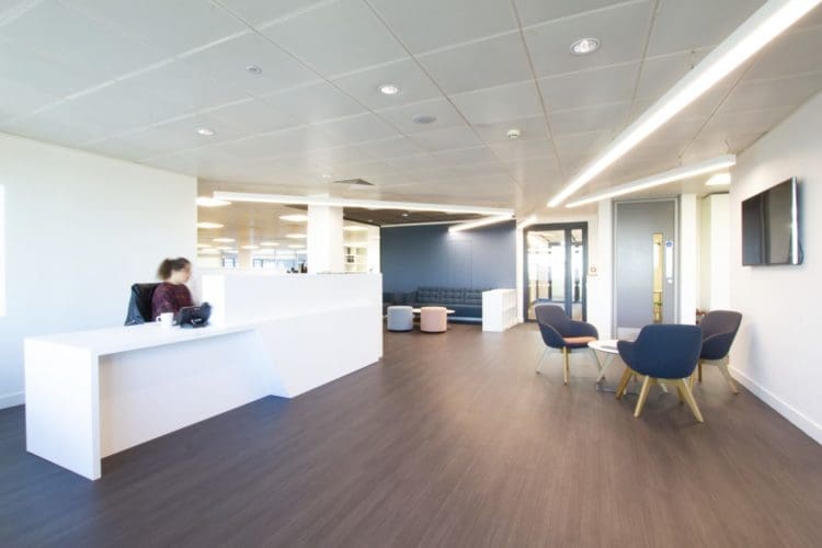 A London office refurbishment project with a modern new reception area
