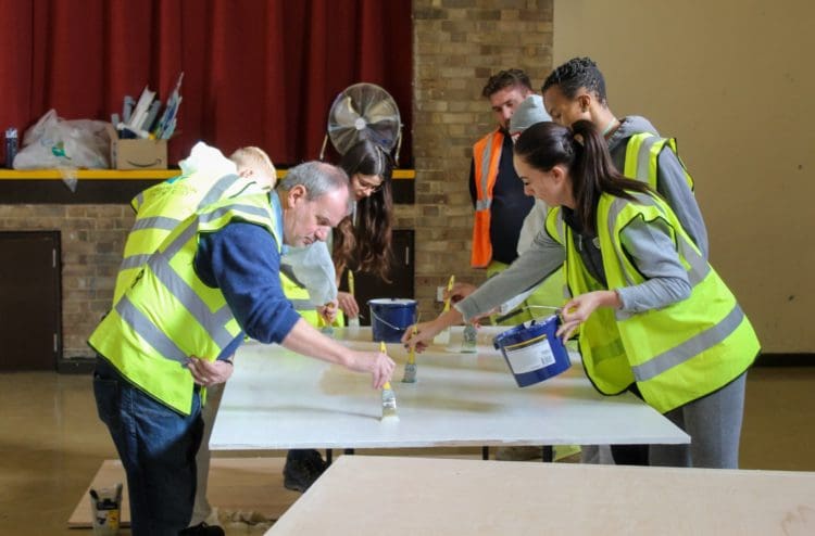 Office design company Rap Interiors taking part in a skills workshop with Construction Youth