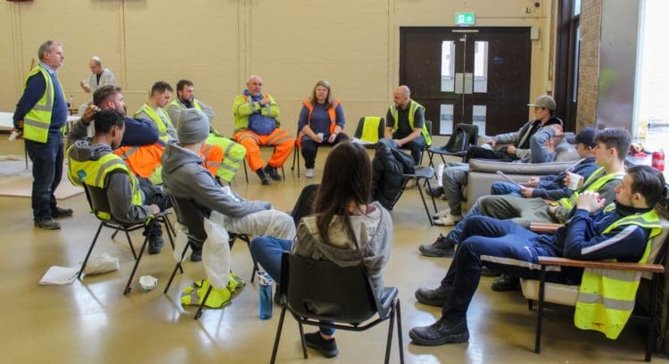 Office fit out company taking part in a charity skills workshop at Fleetdown Community Centre in Dartford