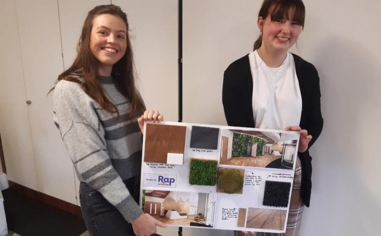 office designer Sarah Harris and work experience student Maddie