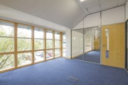 Glass office meeting room installed for an interior fit out project in Kent