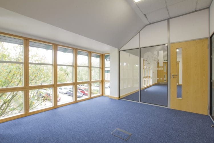 Glass office meeting room installed for an interior fit out project in Kent