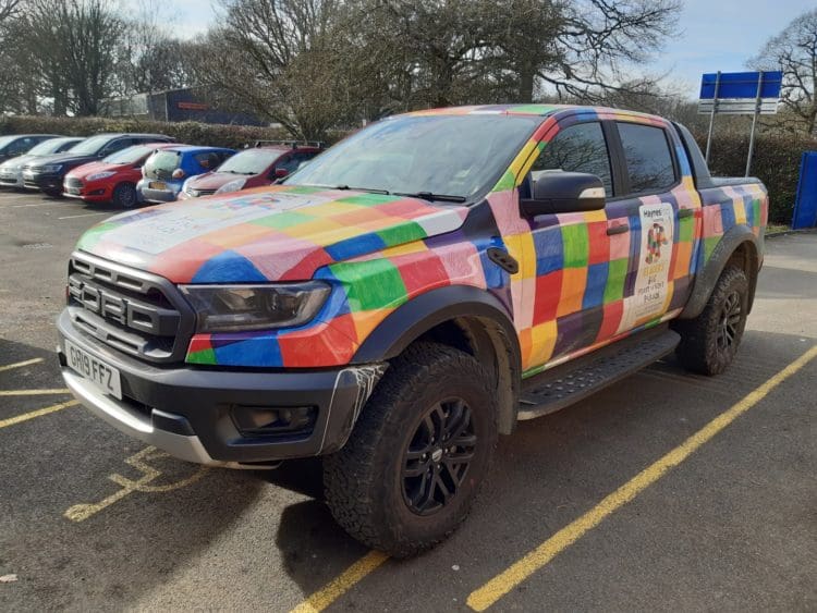 Elmer the Elephant themed van
