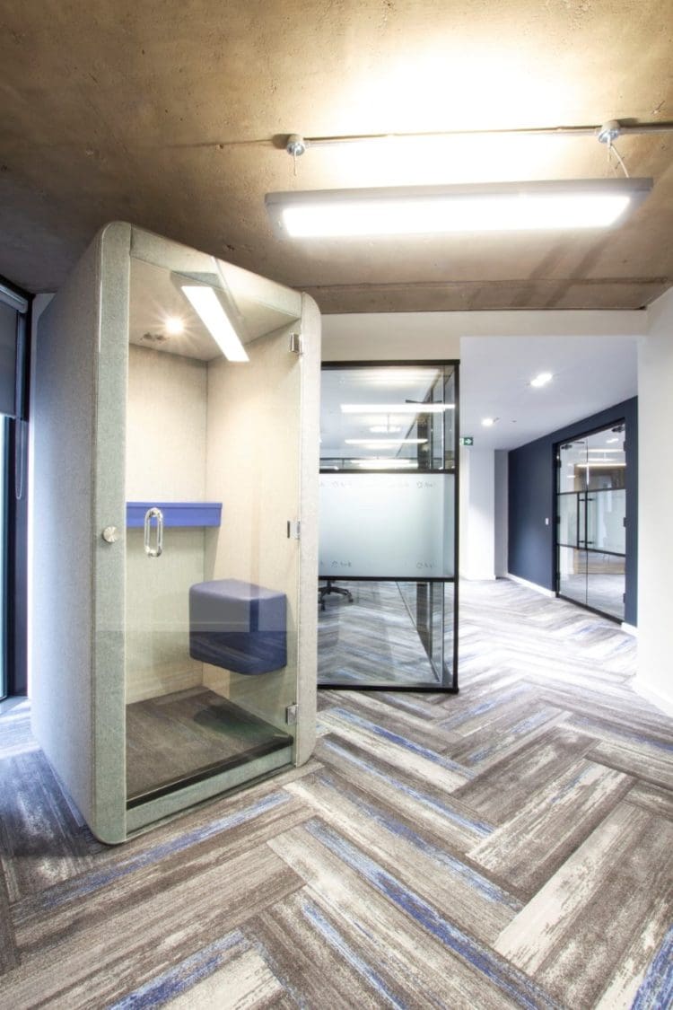 Acoustic office pod for phone calls and Zoom chats
