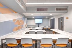 school classroom Fit Out with Geometric Feature Wall