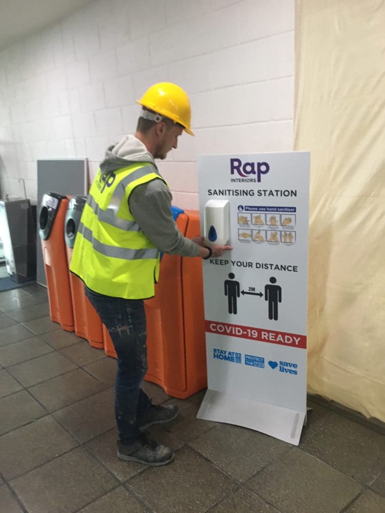 Hand sanitiser stations in offices