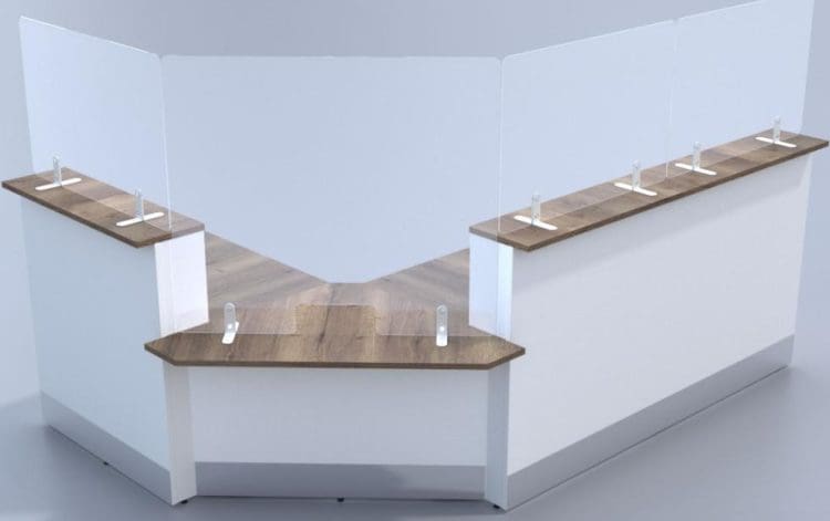 Office Reception Desk with Protective Screen from Public