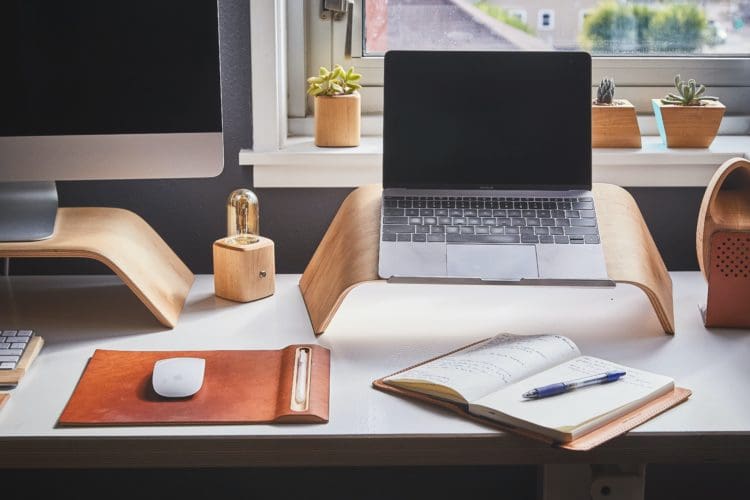 Work from the dining table with an adjustable laptop stand