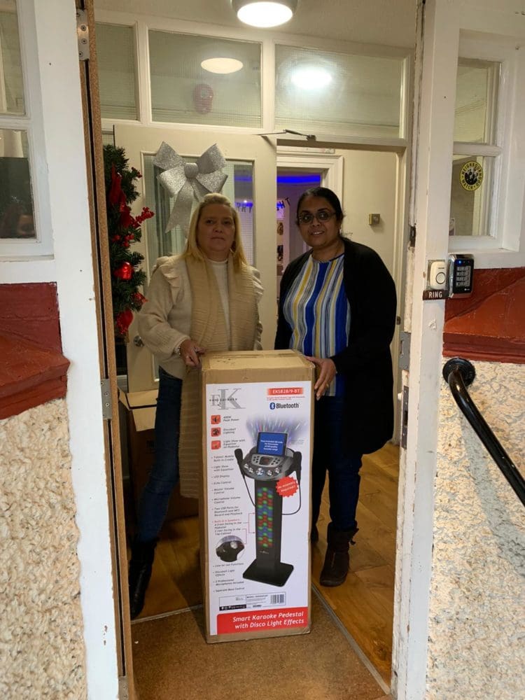 Greenbanks Care Home recieving their Christmas presents